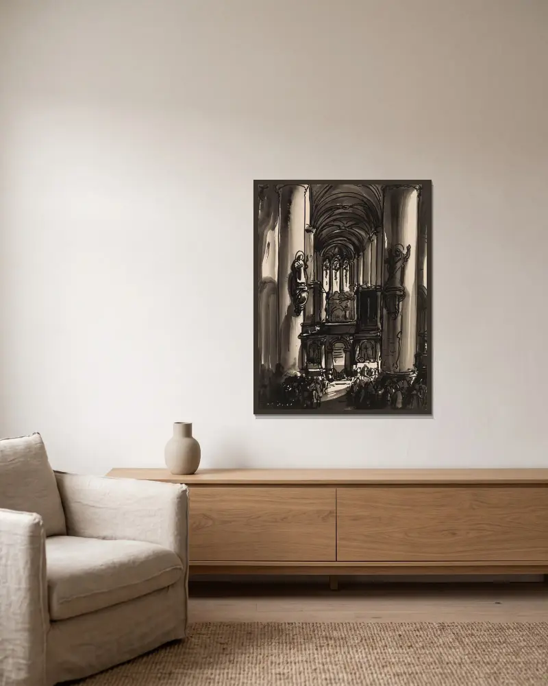 St. Jakobskirche in Antwerpen von Alfred Ost gerahmt an einer Wand