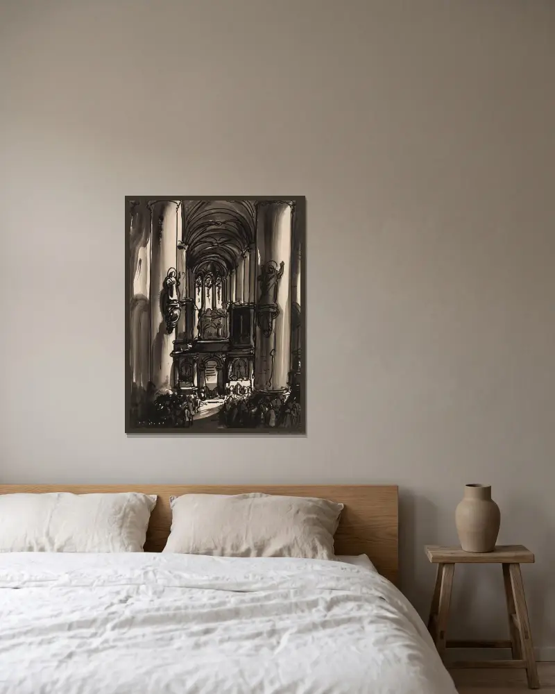 St. Jakobskirche in Antwerpen von Alfred Ost gerahmt an einer Wand