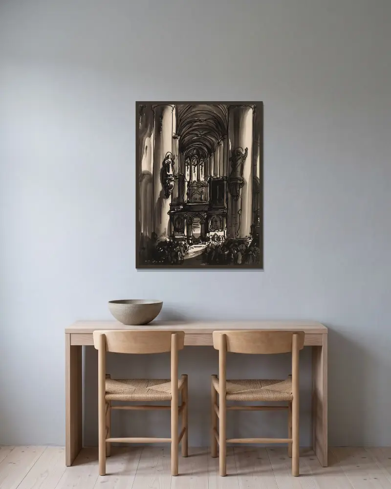 St. Jakobskirche in Antwerpen von Alfred Ost gerahmt an einer Wand