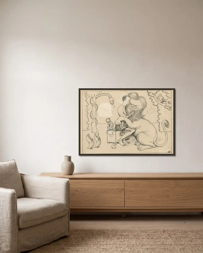 Adam gibt den Tieren Spitznamen von Alfred Schmidt gerahmt an einer Wand