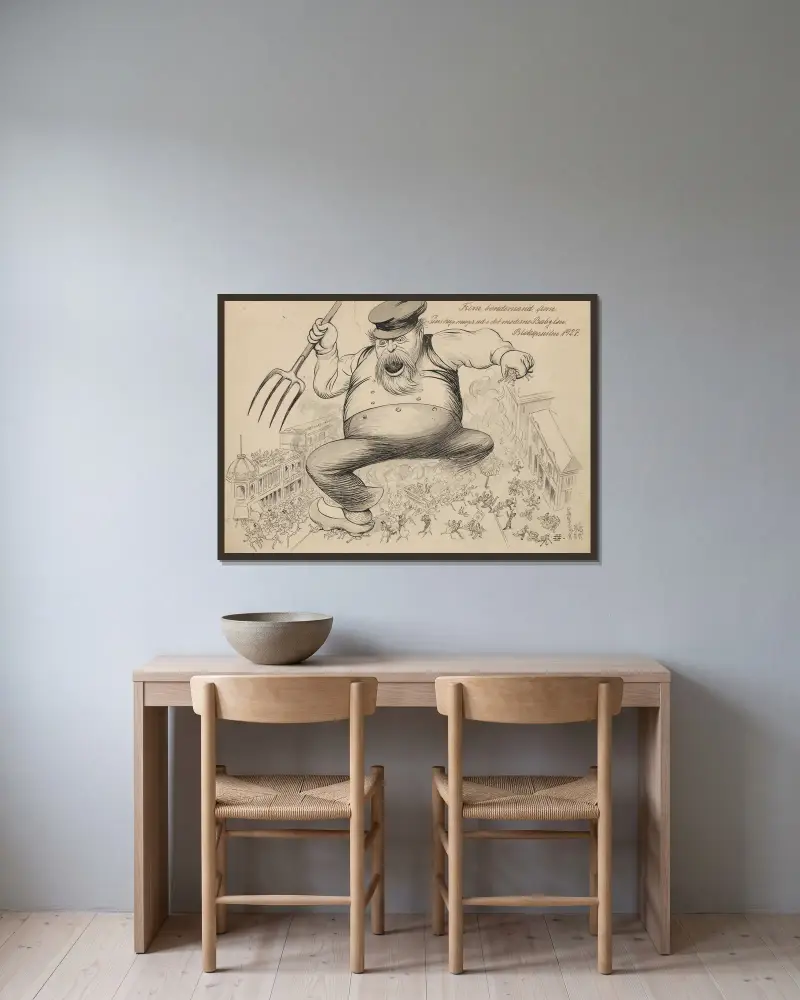 Komm schon, Bauer, komm schon! von Alfred Schmidt gerahmt an einer Wand