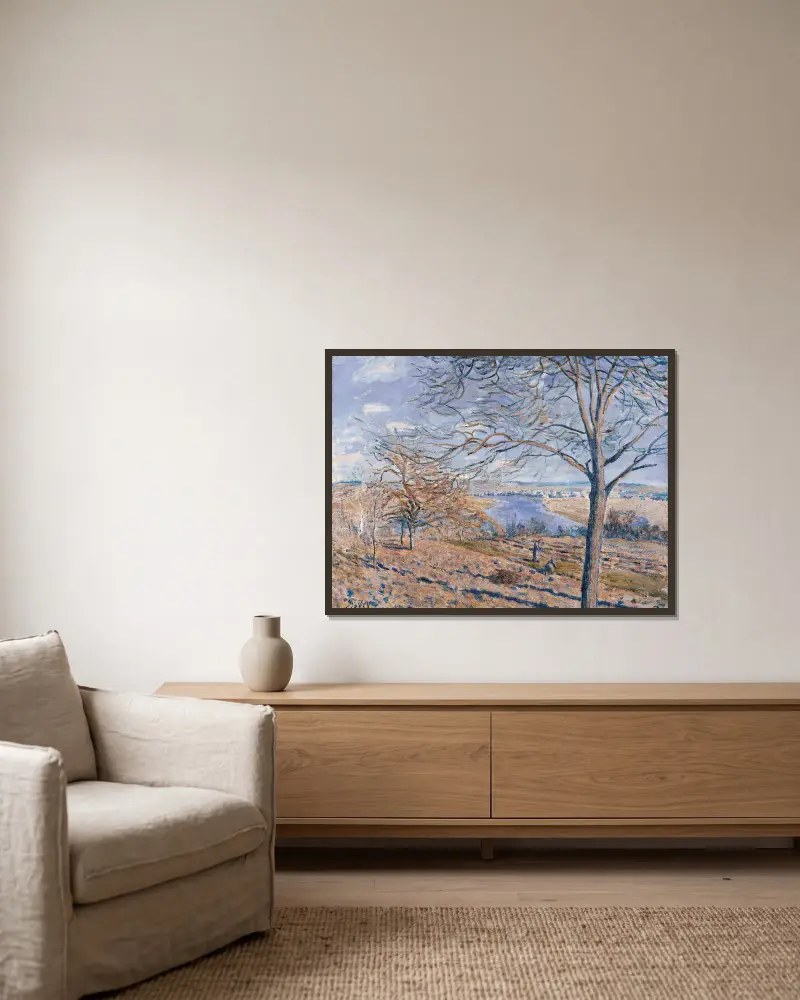 Ufer des Loing, Herbststimmung von Alfred Sisley gerahmt an einer Wand
