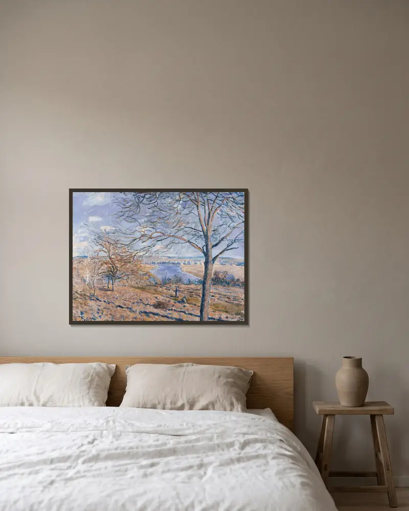 Ufer des Loing, Herbststimmung von Alfred Sisley gerahmt an einer Wand