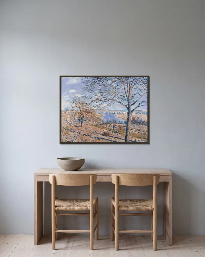 Ufer des Loing, Herbststimmung von Alfred Sisley gerahmt an einer Wand