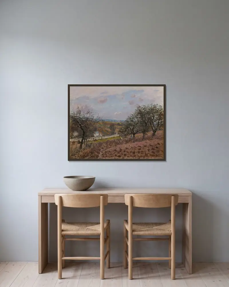 Bougival av Alfred Sisley inramad på en vägg
