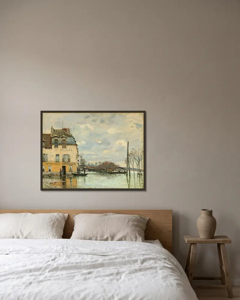 Povodeň v Port-Marly, Alfred Sisley v rámu na stěně