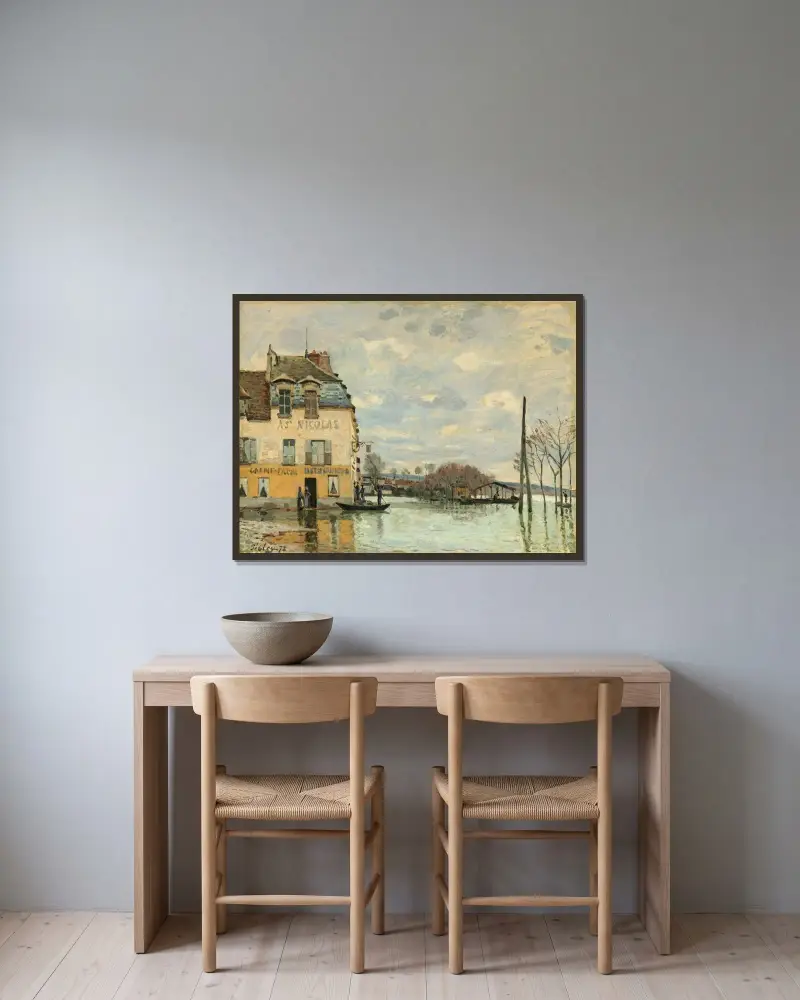 Povodeň v Port-Marly, Alfred Sisley v rámu na stěně