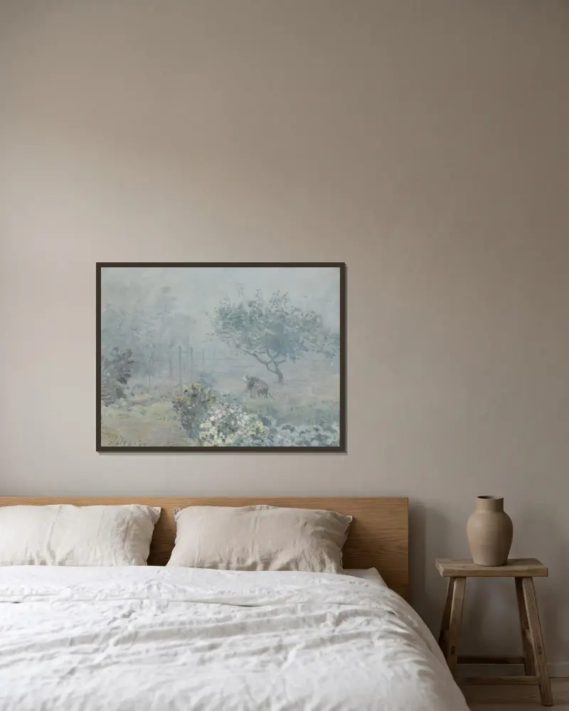 Fog, Voisins av Alfred Sisley inramad på en vägg