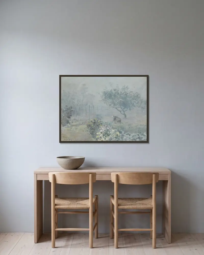 Fog, Voisins av Alfred Sisley inramad på en vägg