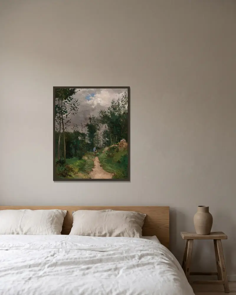Forsthaus im Wald von Fontainebleau von Alfred Sisley gerahmt an einer Wand