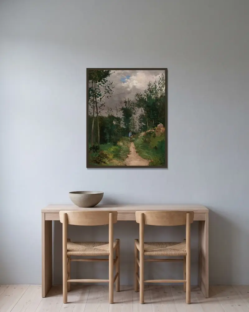 Forsthaus im Wald von Fontainebleau von Alfred Sisley gerahmt an einer Wand