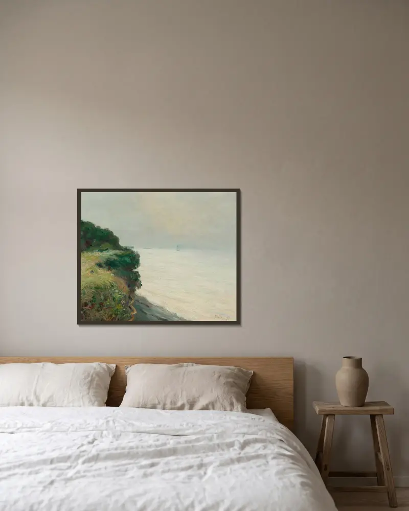 Klippan vid Penarth av Alfred Sisley inramad på en vägg