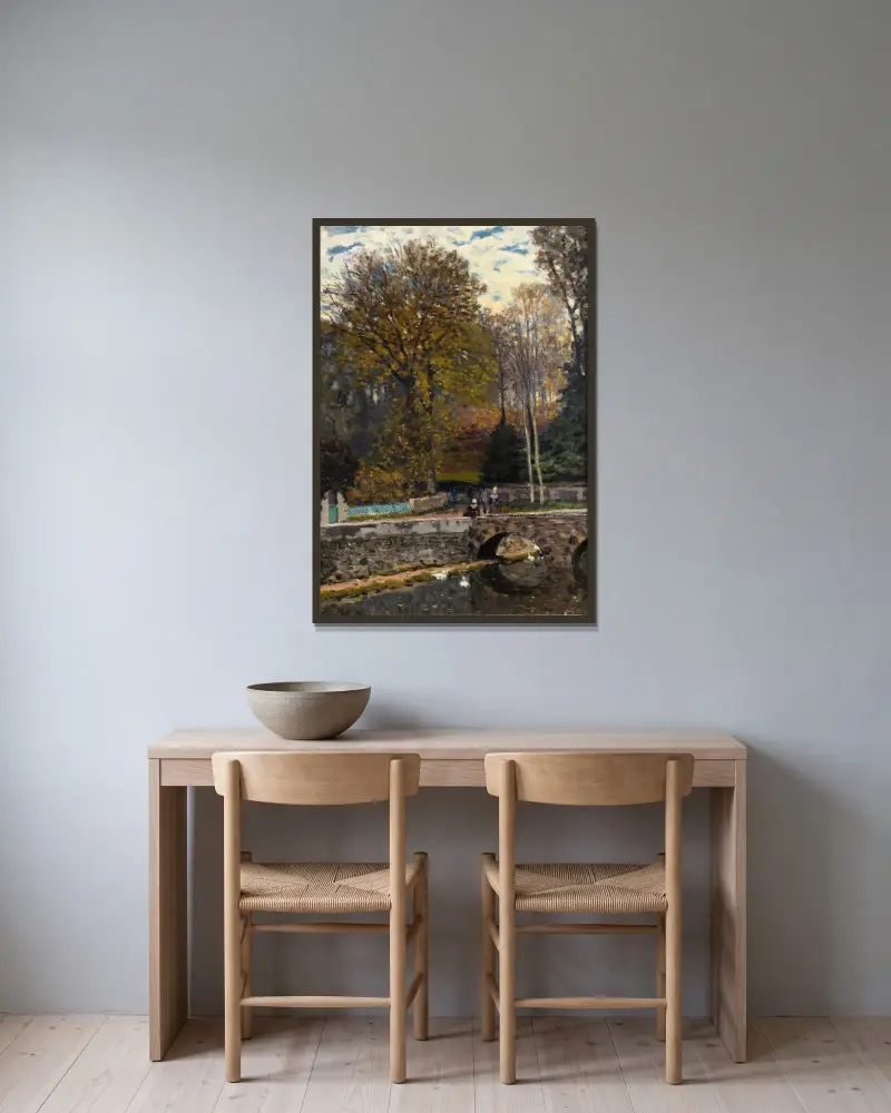 Ankdammen, slottet i Pont, Louveciennes av Alfred Sisley inramad på en vägg