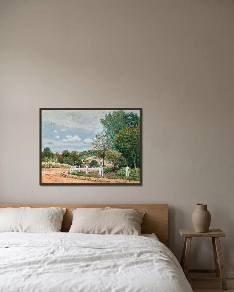 La Route De Verrieres av Alfred Sisley inramad på en vägg
