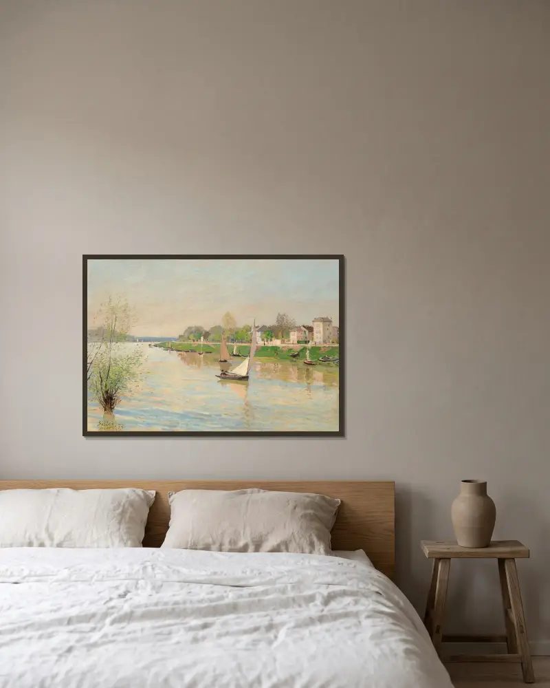Seine vid Argenteuil av Alfred Sisley inramad på en vägg