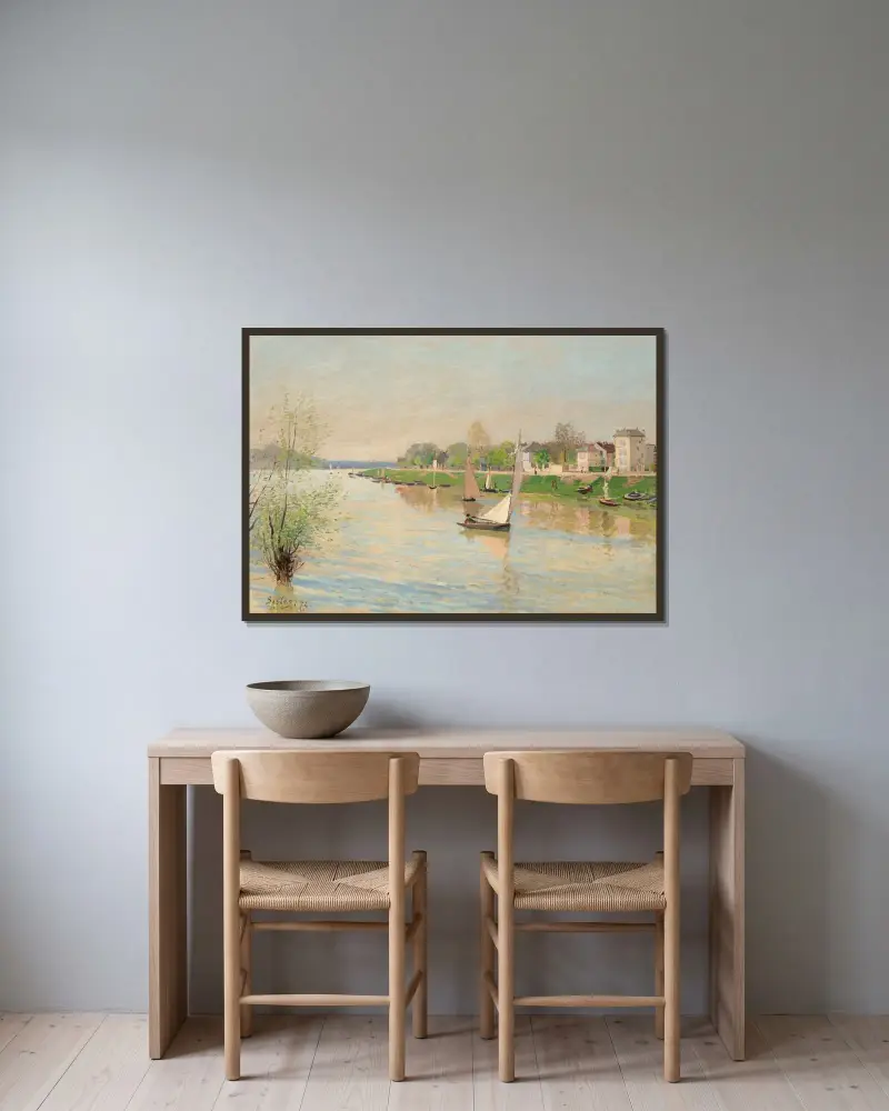 Seine vid Argenteuil av Alfred Sisley inramad på en vägg