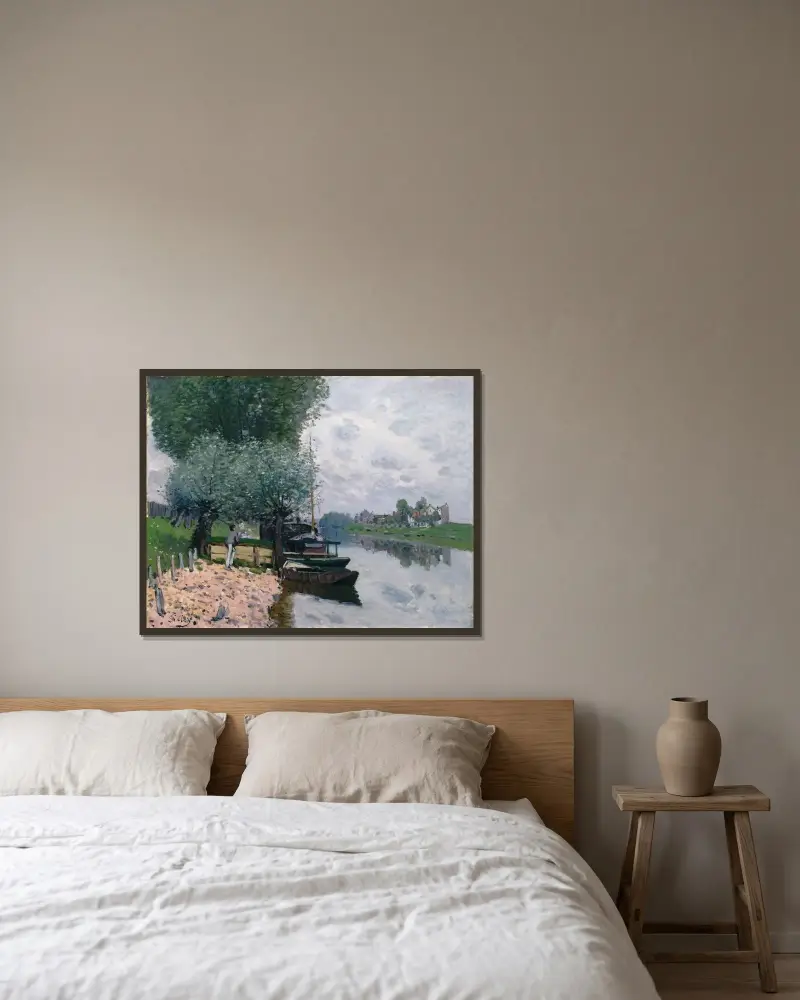 Seine vid Bougival, 1872 av Alfred Sisley inramad på en vägg