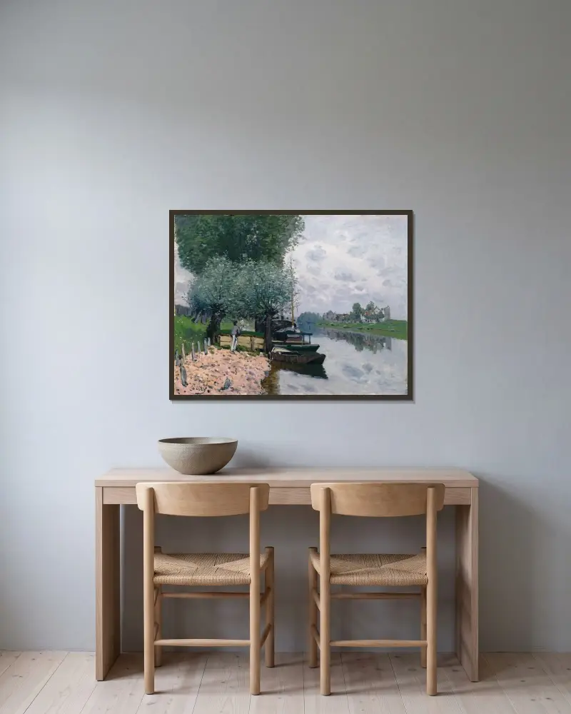 Seine vid Bougival, 1872 av Alfred Sisley inramad på en vägg