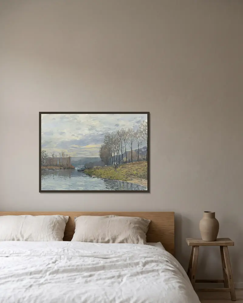 Seine vid Bougival, 1873 av Alfred Sisley inramad på en vägg