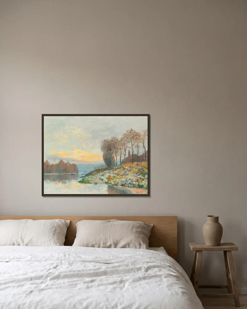 Seine vid Bougival av Alfred Sisley inramad på en vägg