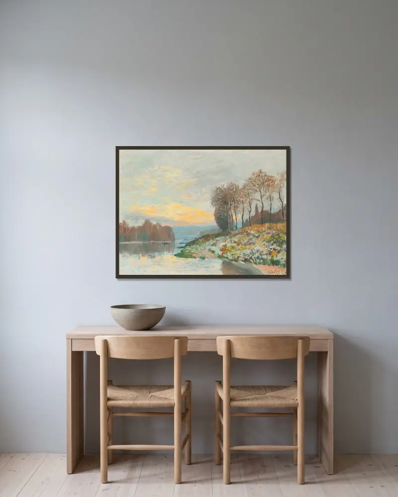 Seine vid Bougival av Alfred Sisley inramad på en vägg