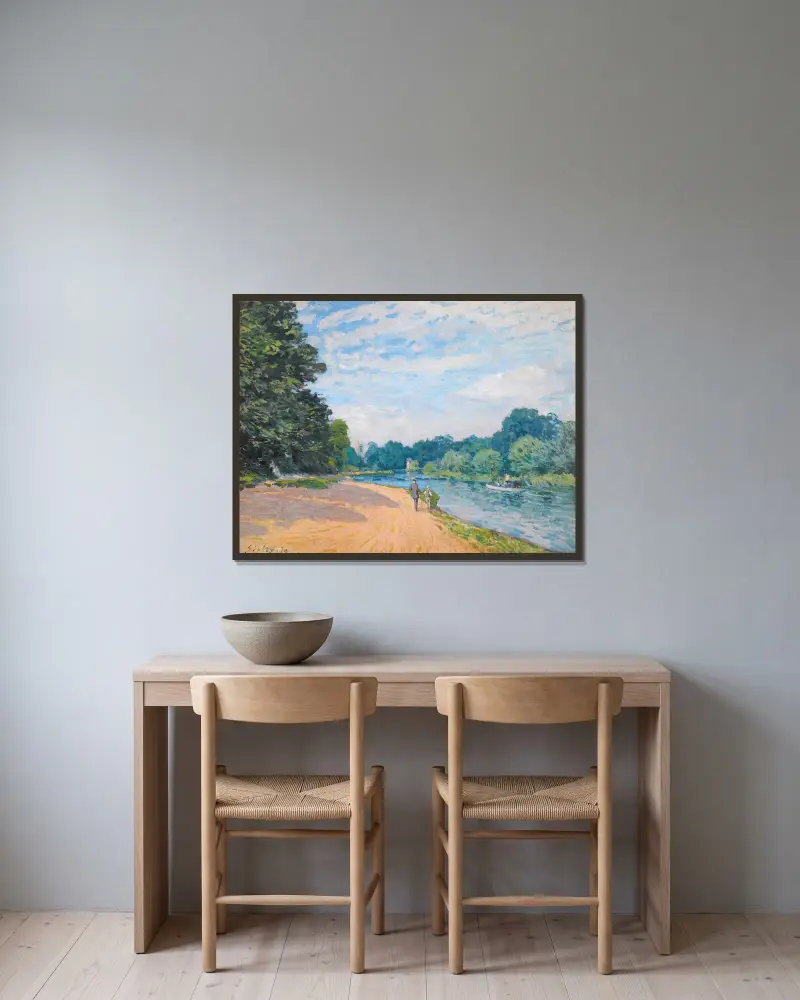 Tamiza z kościołem w Hampton, Alfred Sisley w ramie na ścianie