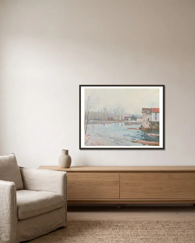 Zima v Moret, Alfred Sisley v rámu na stěně
