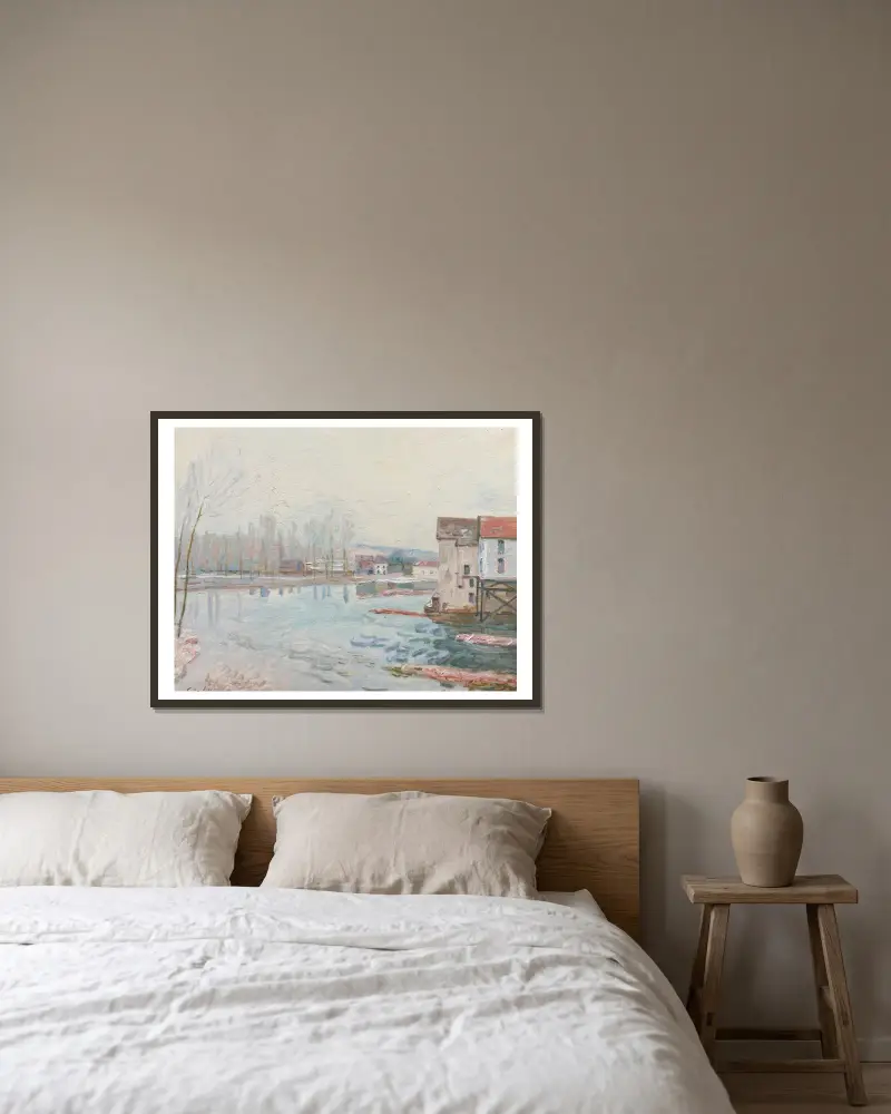 Zima v Moret, Alfred Sisley v rámu na stěně