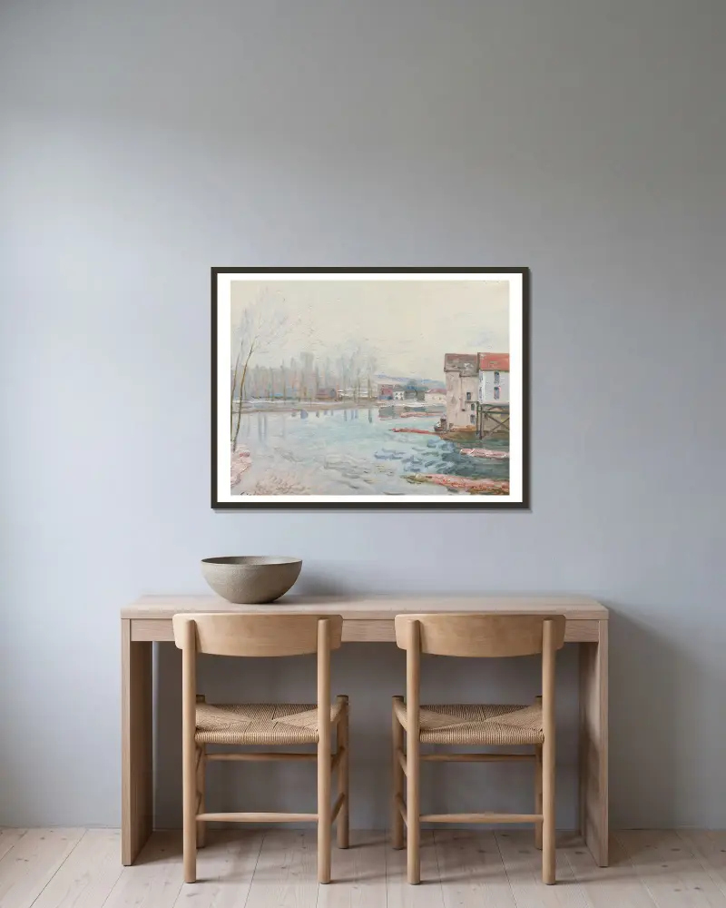 Zima v Moret, Alfred Sisley v rámu na stěně