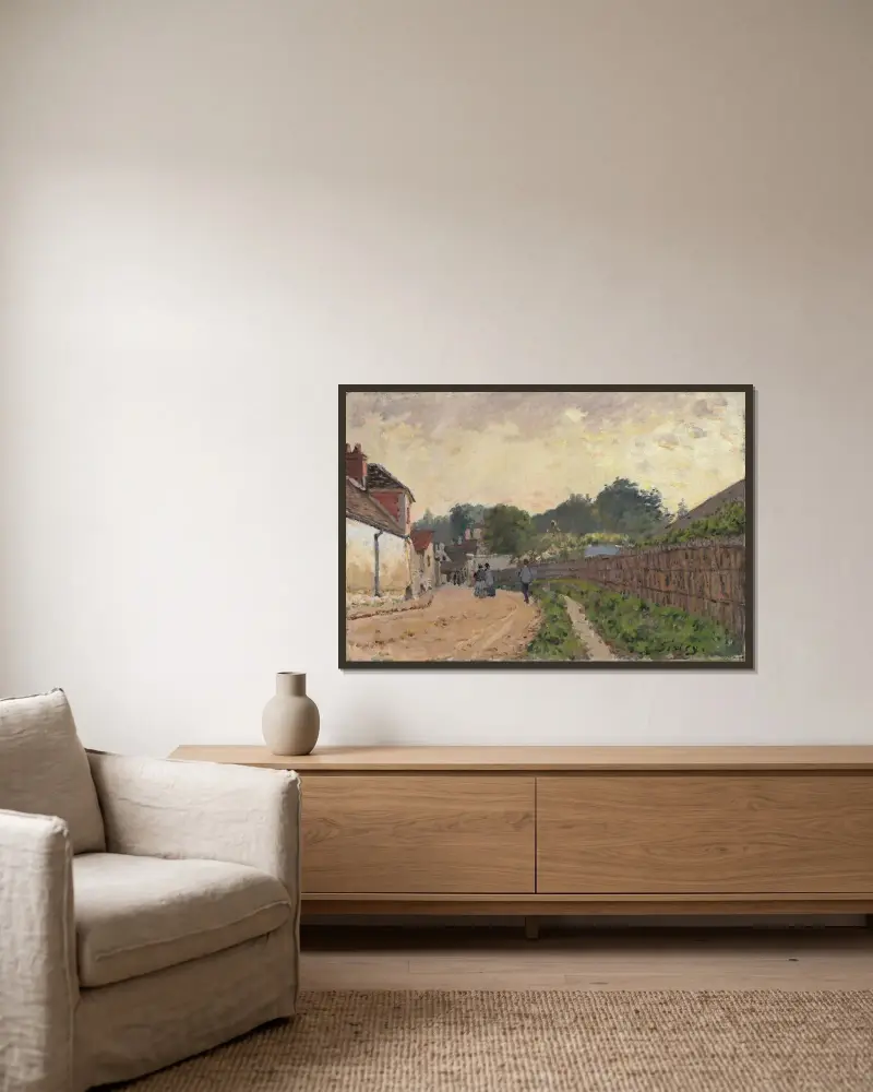 Marly-le-Roi av Alfred Sisley inramad på en vägg