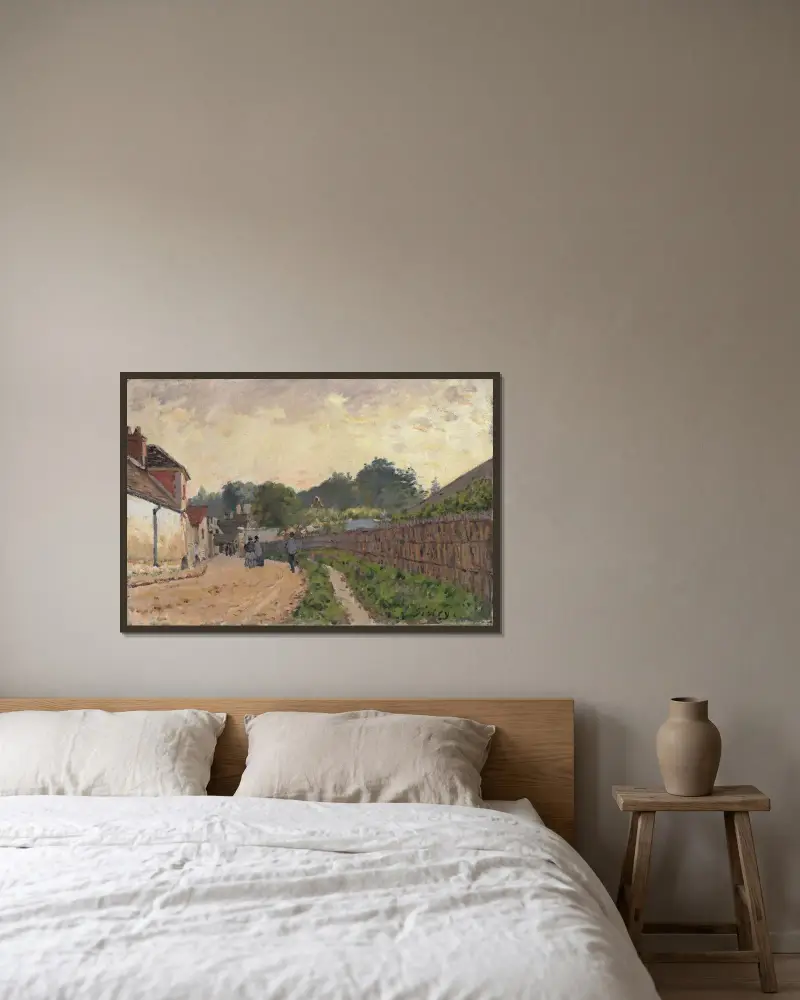 Marly-le-Roi av Alfred Sisley inramad på en vägg
