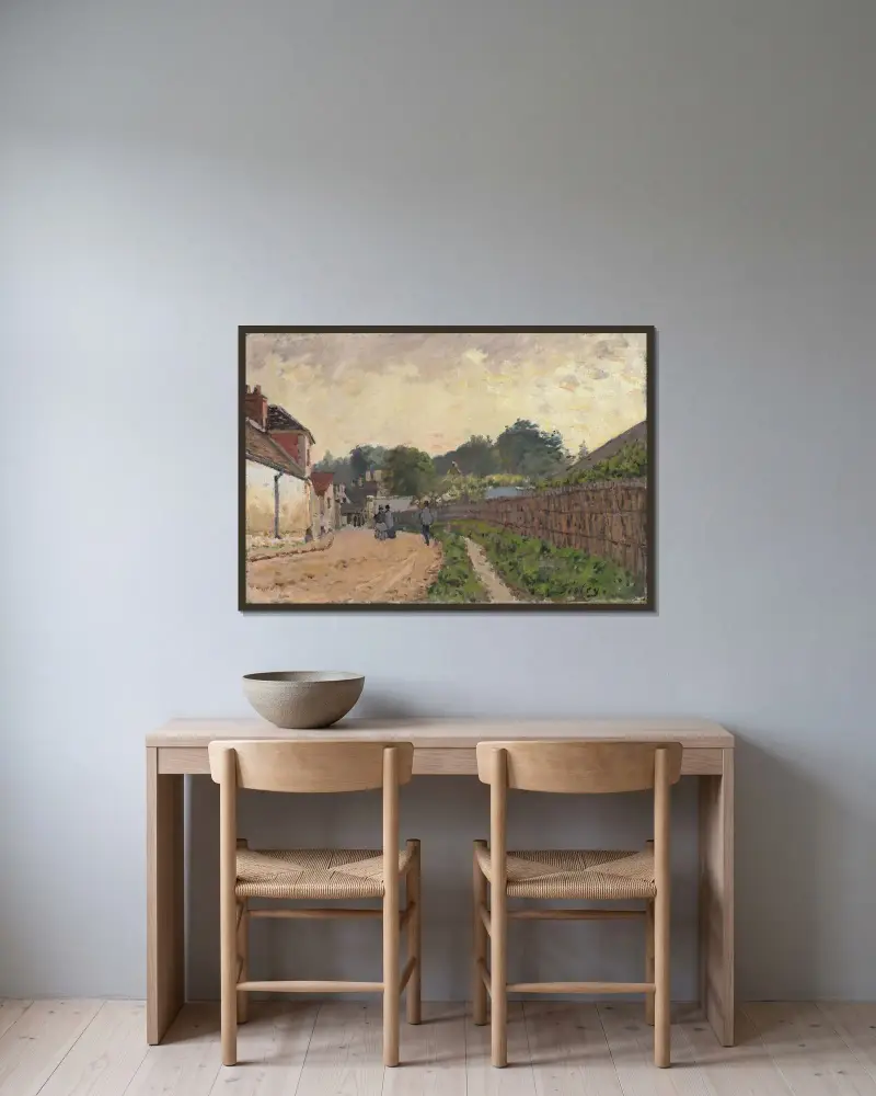 Marly-le-Roi av Alfred Sisley inramad på en vägg