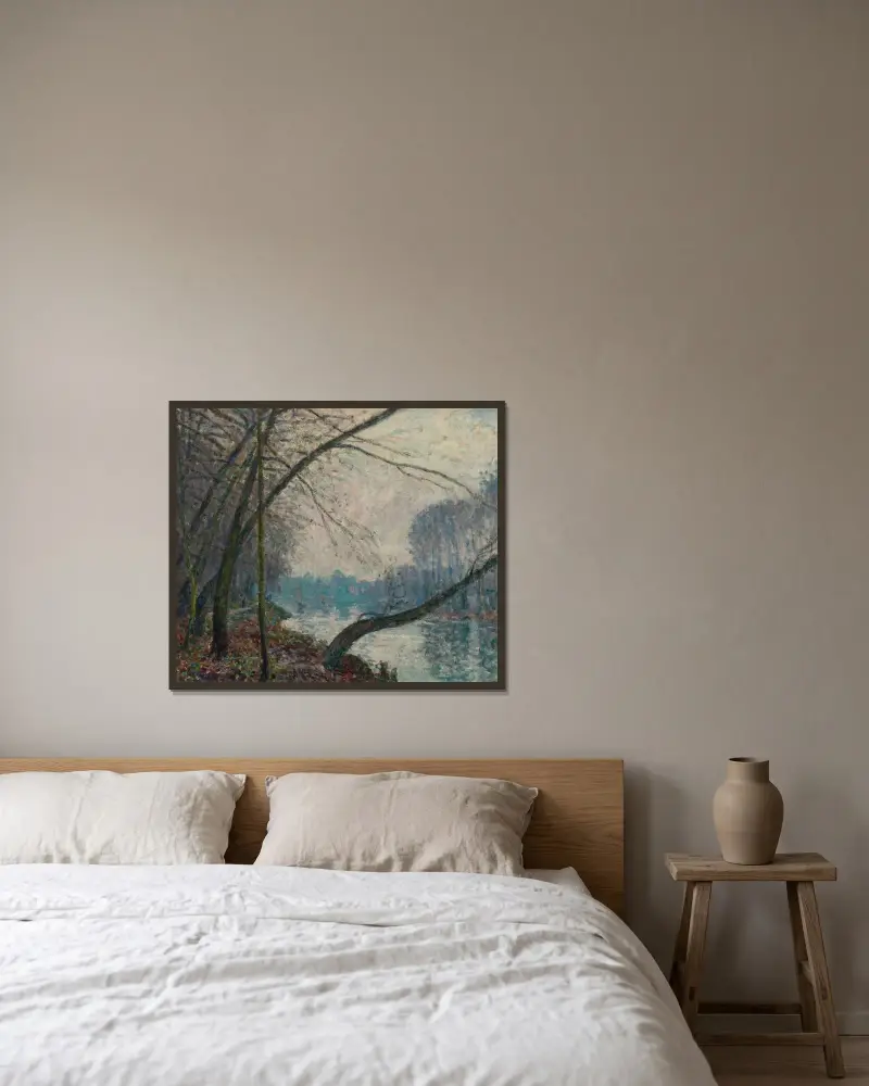 Oktobermorgen bei Port-Marly von Alfred Sisley gerahmt an einer Wand