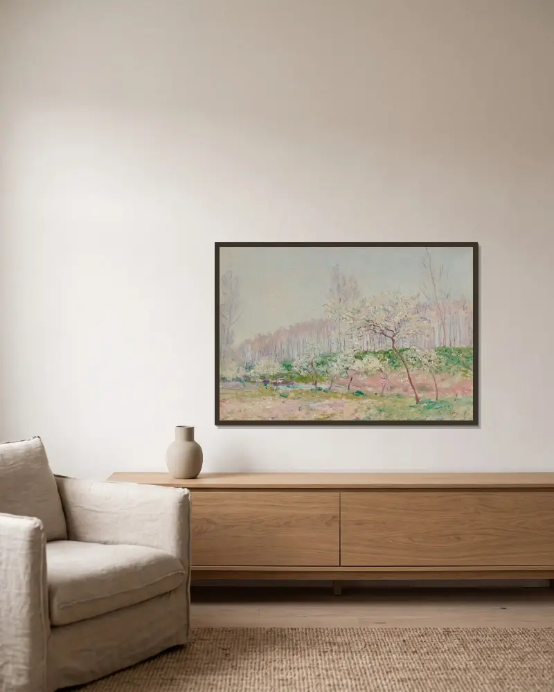 Blühende Apfelbäume, 1890 – Nr. 2 von Alfred Sisley gerahmt an einer Wand