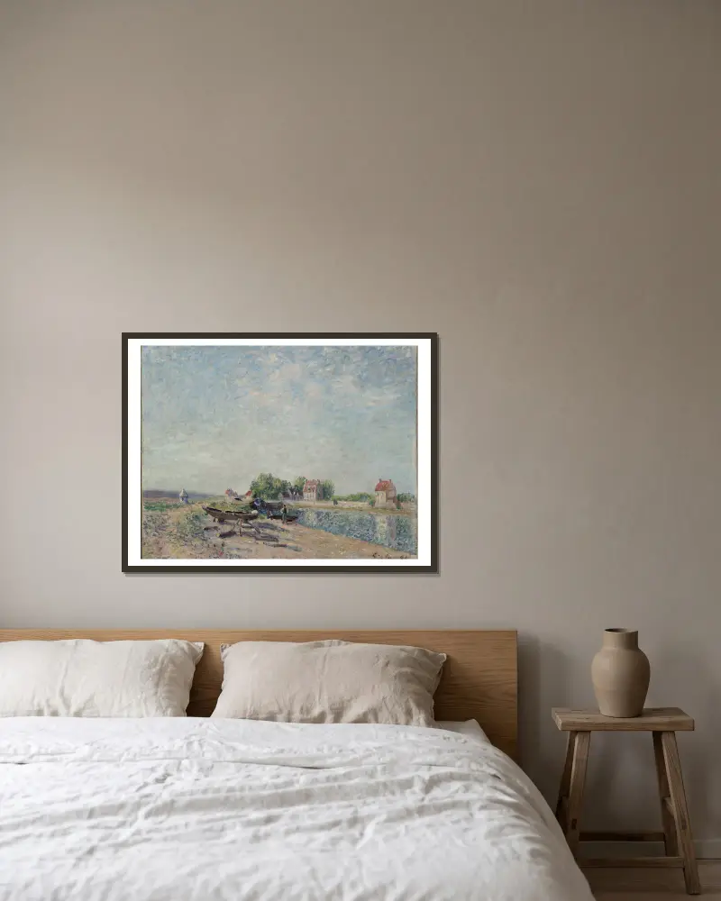 Saint-Mammès, Loing-kanalen av Alfred Sisley inramad på en vägg