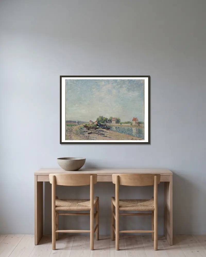 Saint-Mammès, Loing-kanalen av Alfred Sisley inramad på en vägg