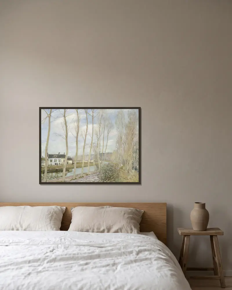 Der Kanal des Loing von Alfred Sisley gerahmt an einer Wand