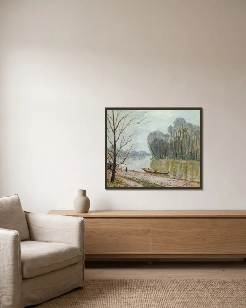 The Loire av Alfred Sisley inramad på en vägg