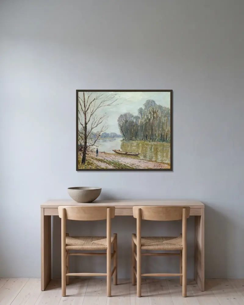 The Loire av Alfred Sisley inramad på en vägg