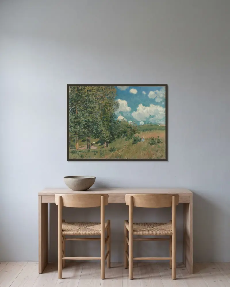 Vägen från Versailles till Saint-Germain av Alfred Sisley inramad på en vägg