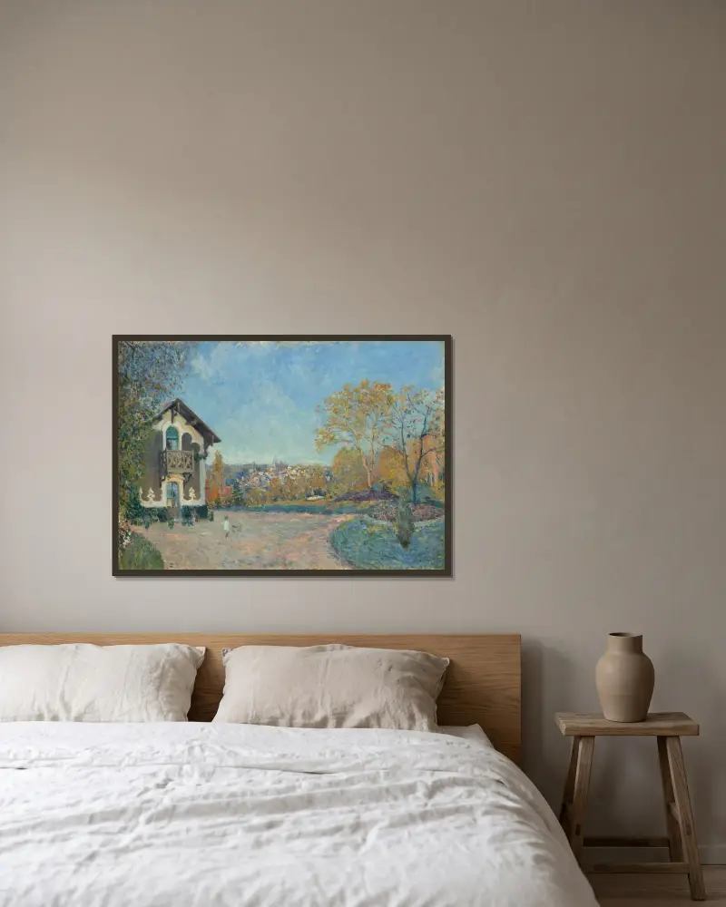 Vy över Marly-le-Roi från Coeur-Volant av Alfred Sisley inramad på en vägg