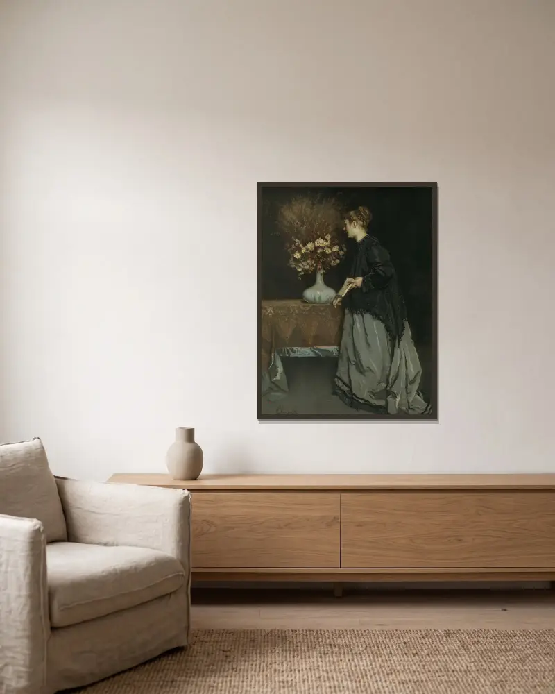Jesienne kwiaty, Alfred Stevens w ramie na ścianie