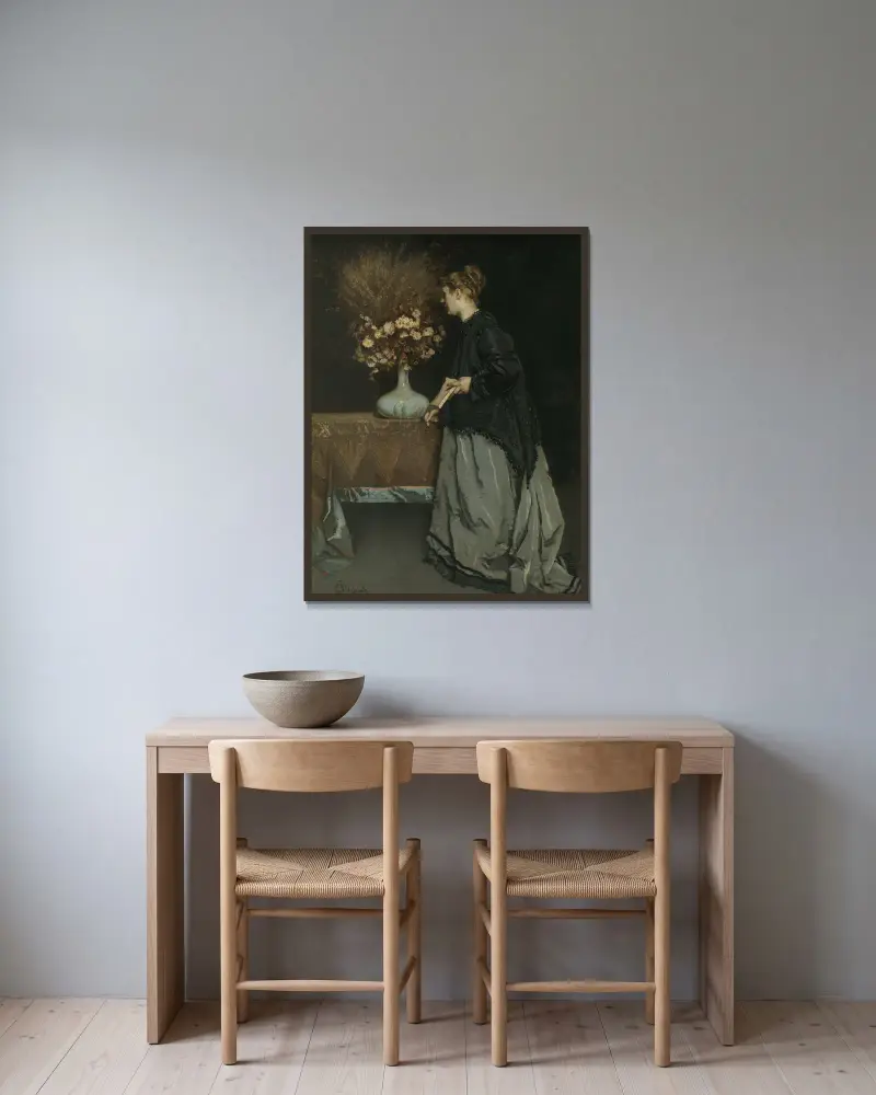 Jesienne kwiaty, Alfred Stevens w ramie na ścianie