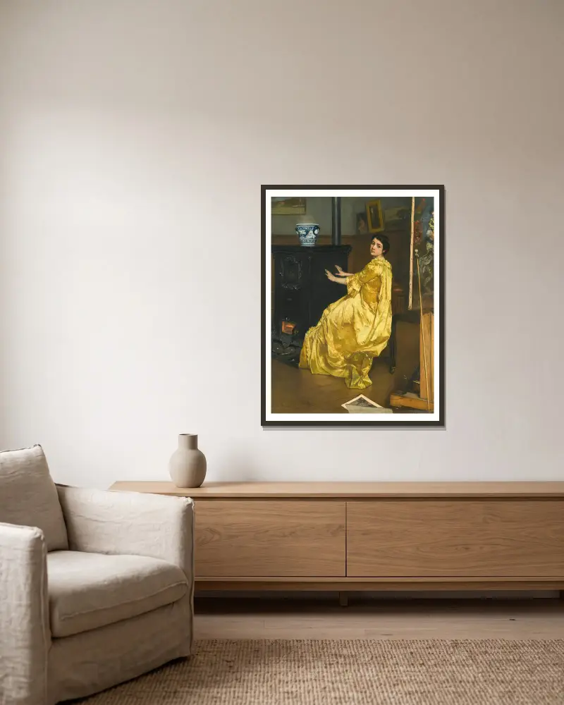 I ateljén; modellens vila av Alfred Stevens inramad på en vägg
