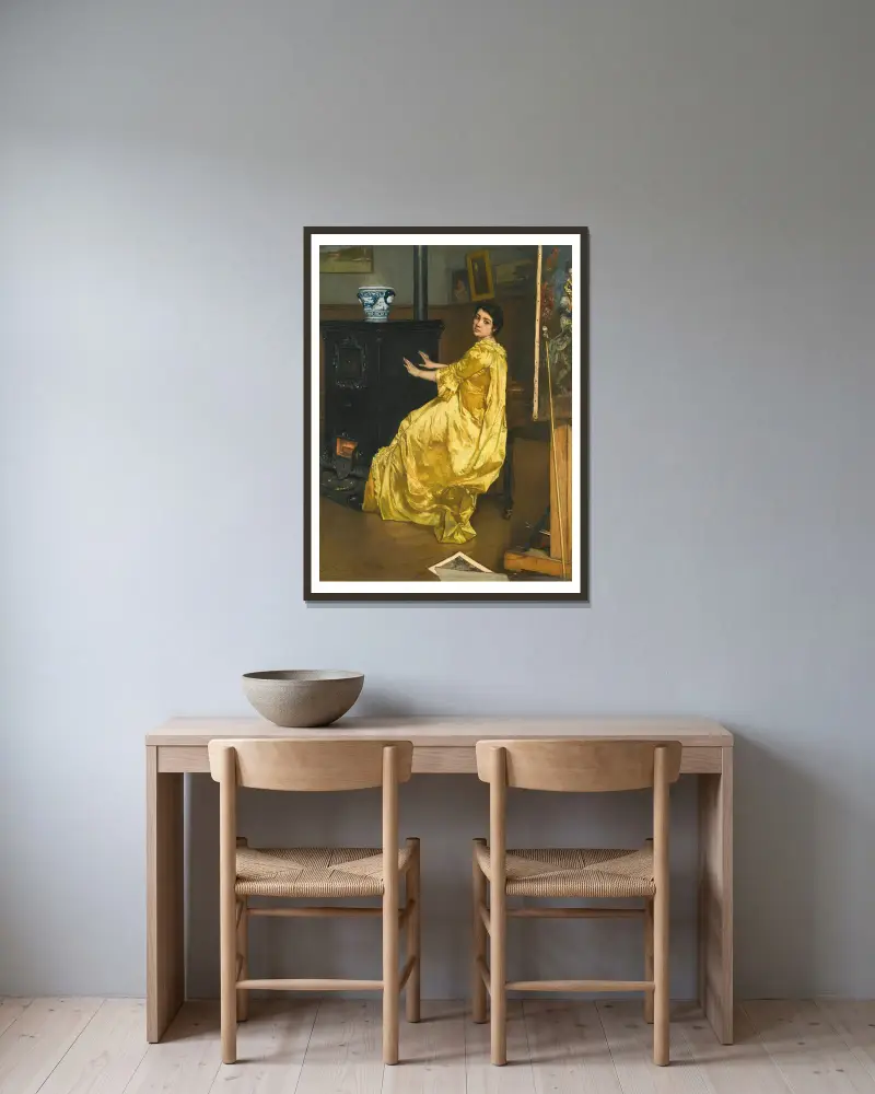 I ateljén; modellens vila av Alfred Stevens inramad på en vägg