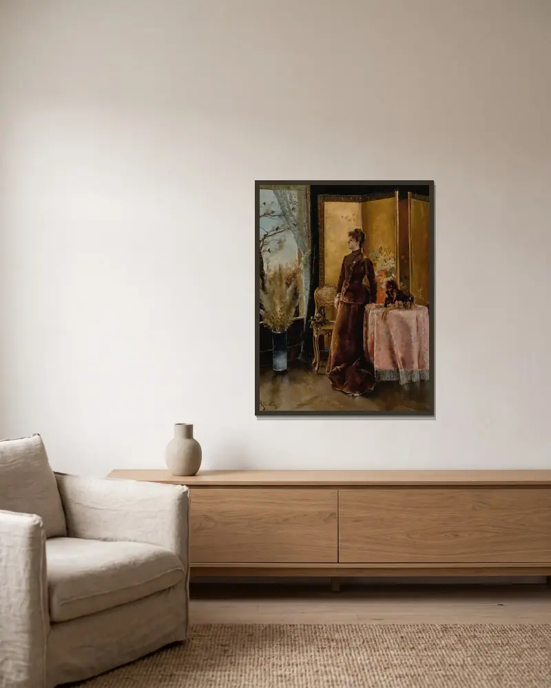 Śnieg, Alfred Stevens w ramie na ścianie