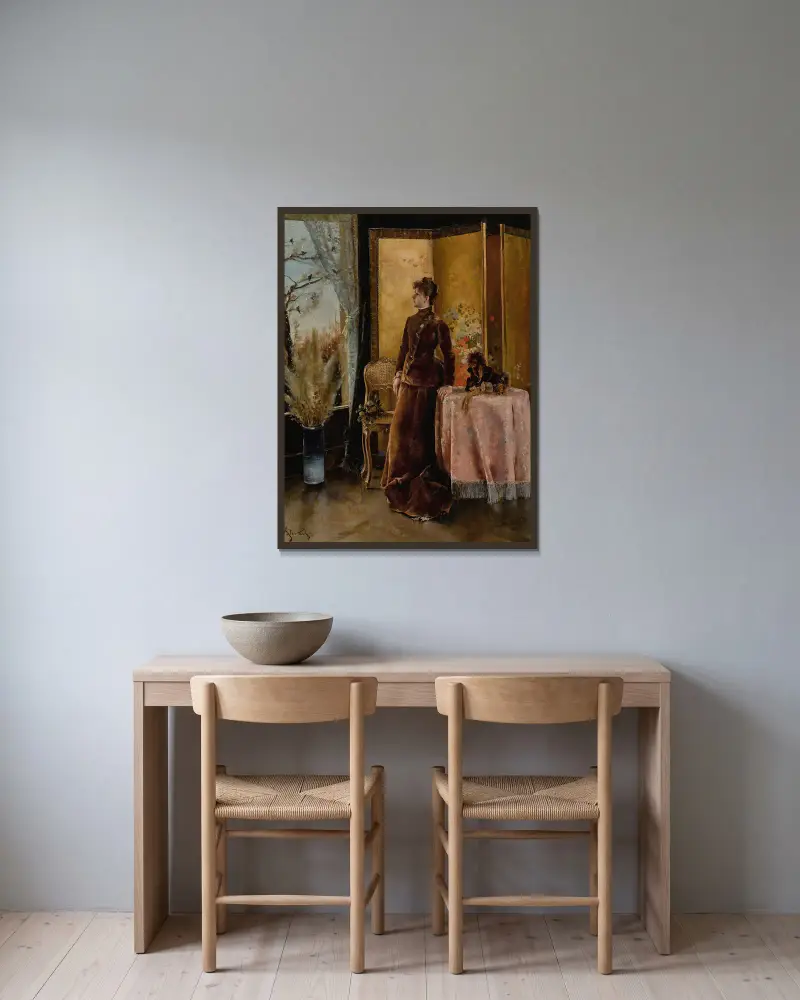 Śnieg, Alfred Stevens w ramie na ścianie