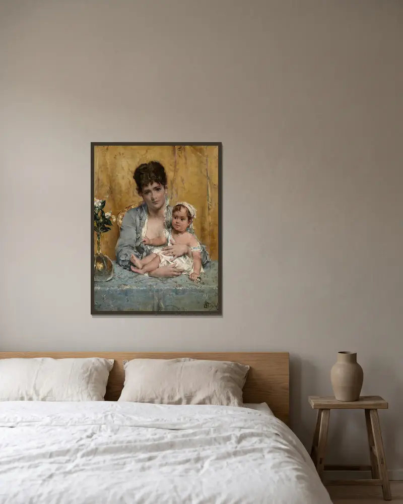 Matka i dziecko, Alfred Stevens w ramie na ścianie