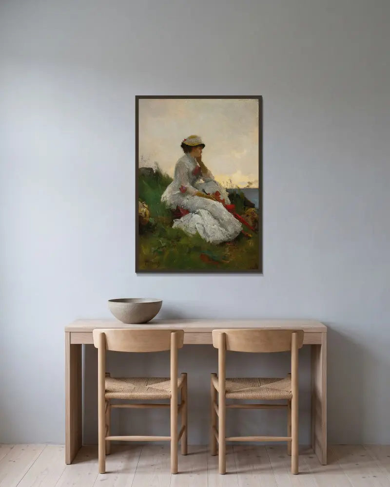 Zamyšlená, Alfred Stevens v rámu na stěně