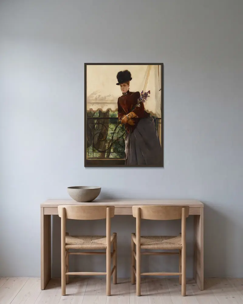Porträtt av mademoiselle Dubois av Alfred Stevens inramad på en vägg